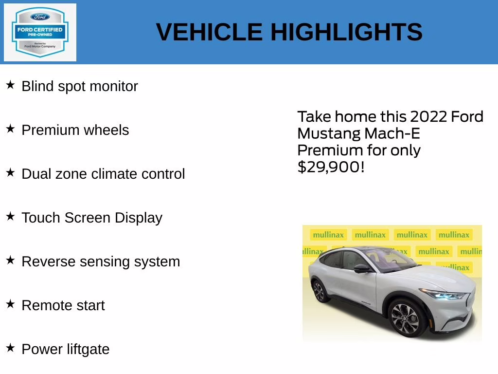 2022 White Metallic Ford Mustang Mach-E Premium AWD SUV