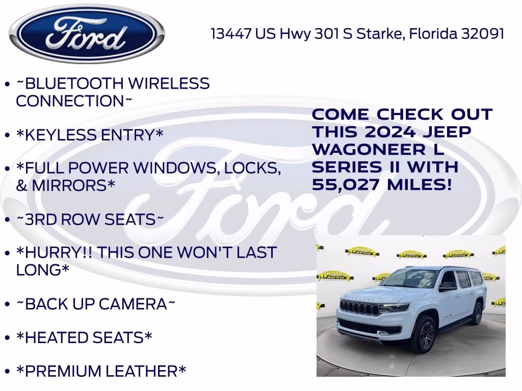 2024 Bright White Clearcoat Jeep Wagoneer L Series II RWD SUV