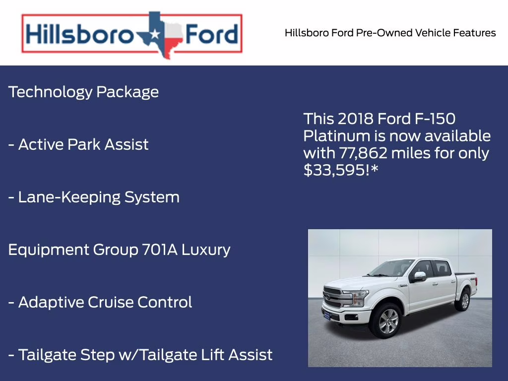 2018 White Platinum Metallic Tri-Coat Ford F-150 Platinum 4X4 Truck