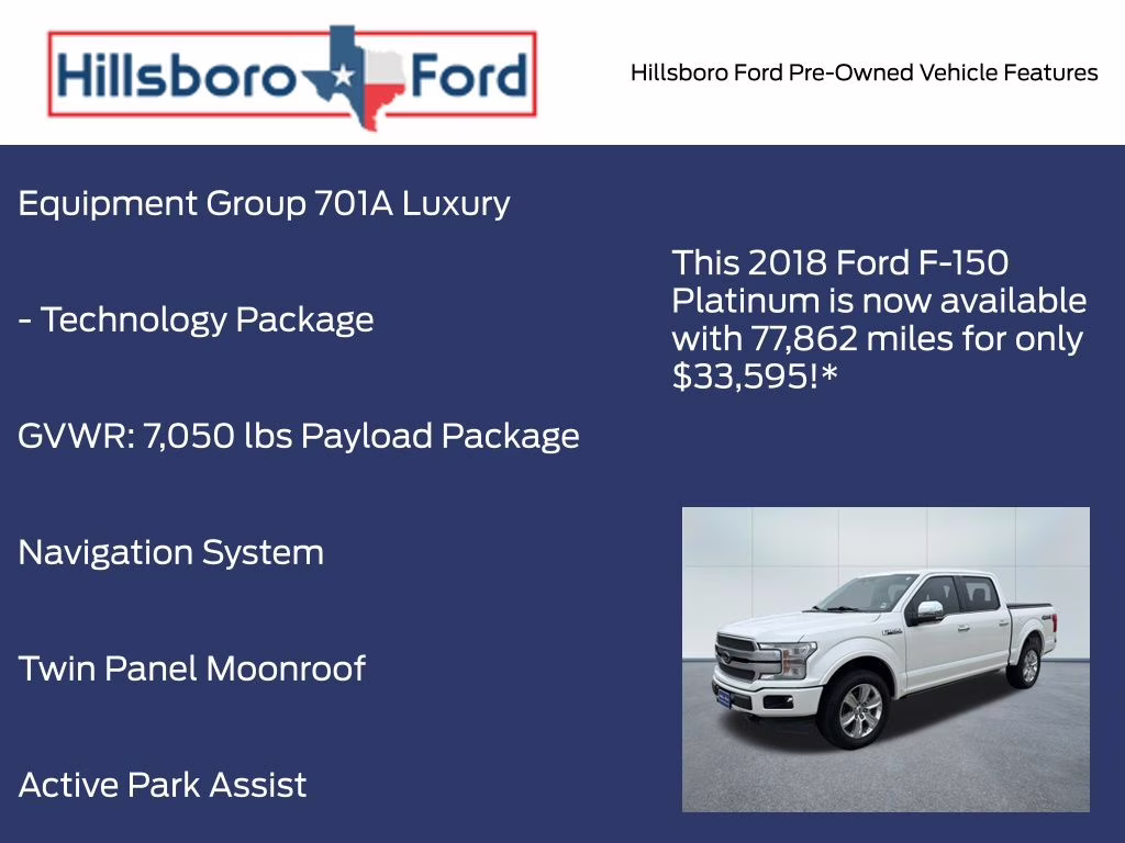 2018 White Platinum Metallic Tri-Coat Ford F-150 Platinum 4X4 Truck