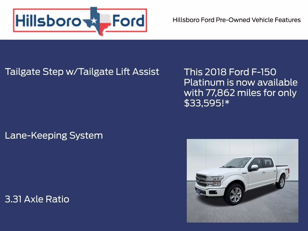 2018 White Platinum Metallic Tri-Coat Ford F-150 Platinum 4X4 Truck