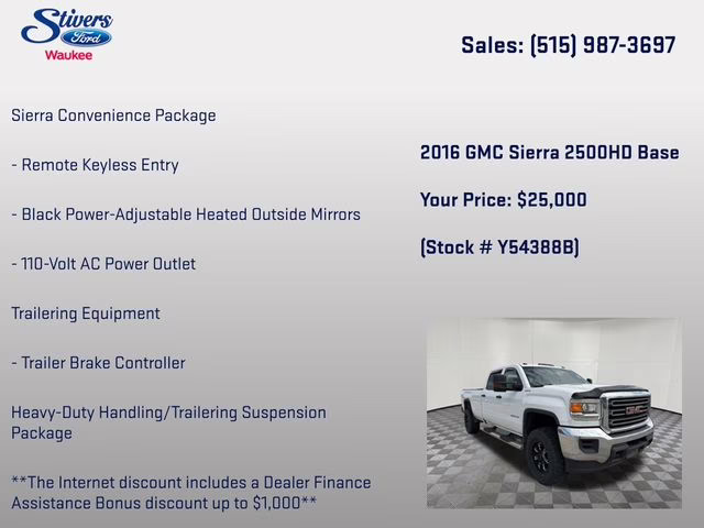 2016 Summit White GMC Sierra 2500HD Base 4X4 Truck
