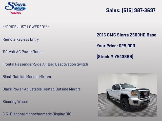 2016 Summit White GMC Sierra 2500HD Base 4X4 Truck