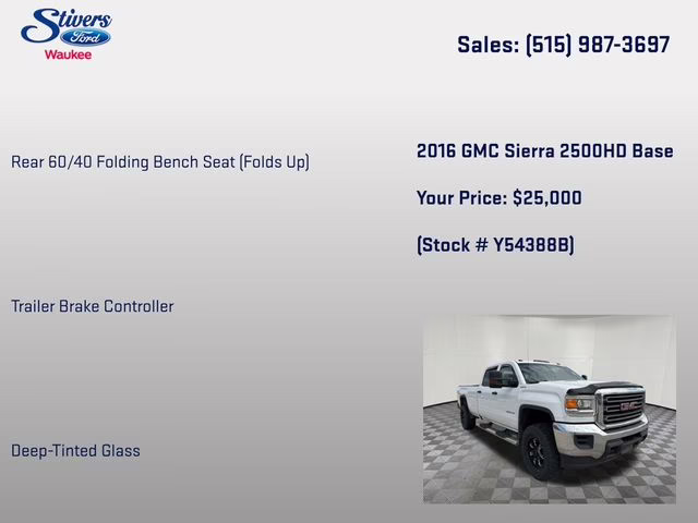 2016 Summit White GMC Sierra 2500HD Base 4X4 Truck