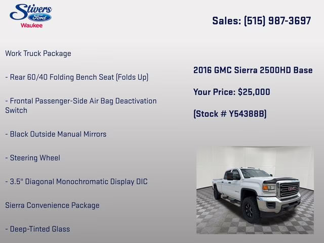 2016 Summit White GMC Sierra 2500HD Base 4X4 Truck