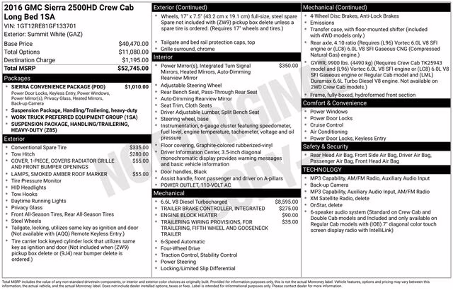 2016 Summit White GMC Sierra 2500HD Base 4X4 Truck