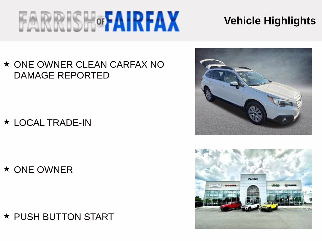 2017 Crystal White Pearl Subaru Outback 2.5i Premium AWD SUV