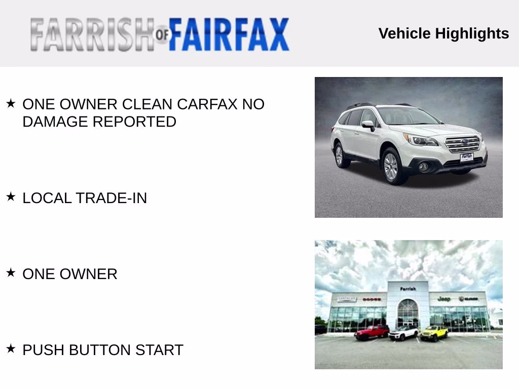 2017 Crystal White Pearl Subaru Outback 2.5i Premium AWD SUV
