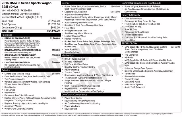 2015 Mineral Gray Metallic BMW 3 Series 328i xDrive AWD Crossover