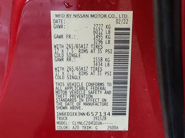 2022 Red Alert Nissan Frontier SV 4X4 Truck