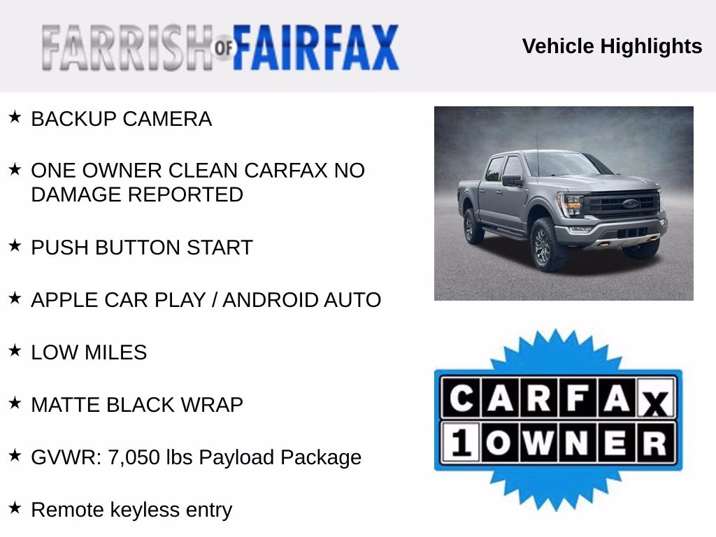 2022 Matte BLACK Ford F-150 Tremor 4X4 Truck