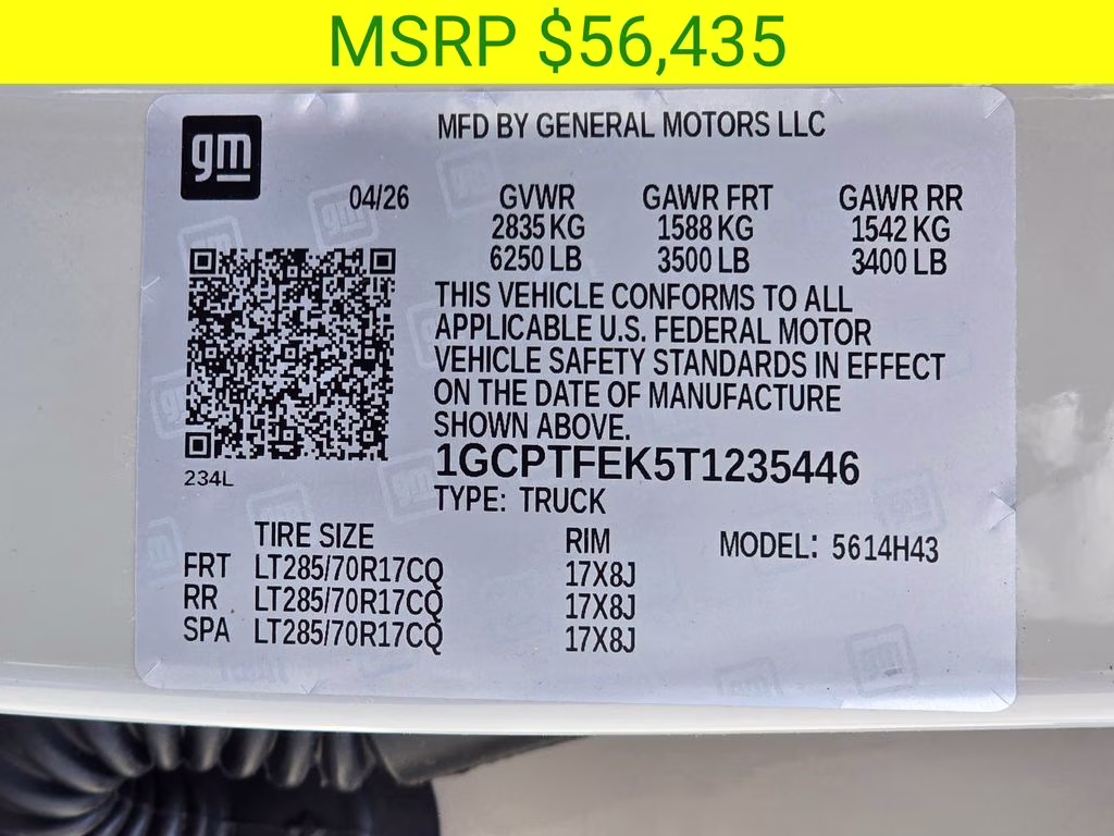 2026 White Sands Chevrolet Colorado ZR2 4X4 Truck