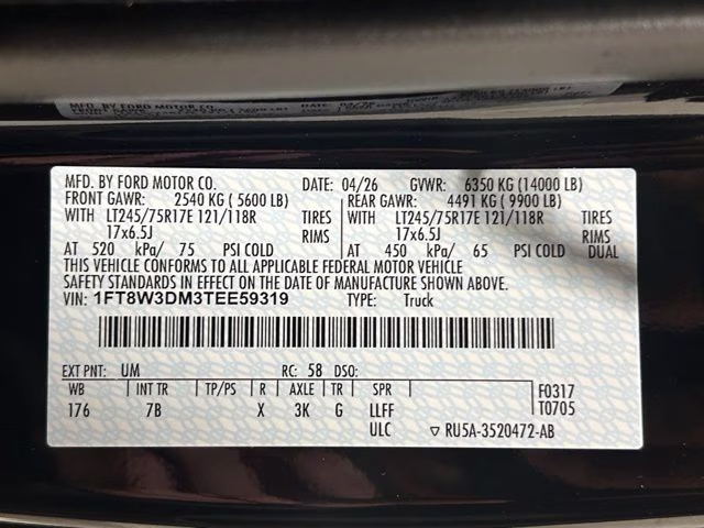 2026 Agate Black Metallic Ford Super Duty F-350 DRW Platinum 4X4 Truck