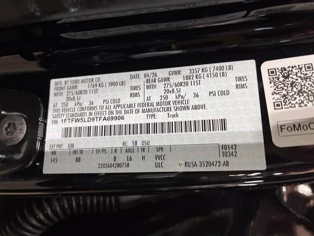 2026 Agate Black Metallic Ford F-150 Lariat Black Appearance 4X4 Truck
