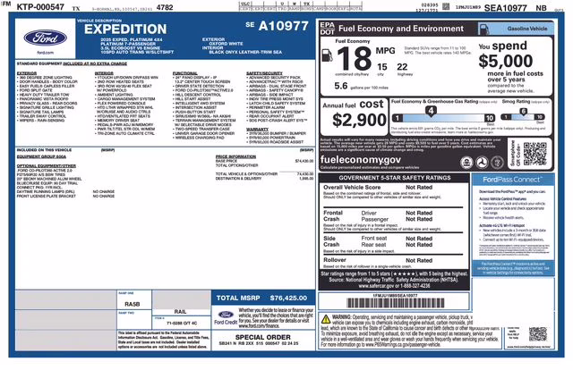 2025 Oxford White Ford Expedition Platinum 4X4 SUV