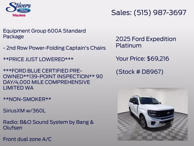 2025 Oxford White Ford Expedition Platinum 4X4 SUV