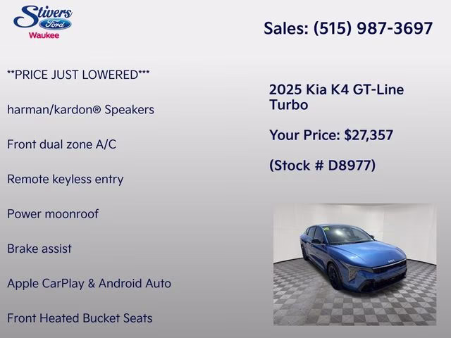 2025 Wave Blue Kia K4 GT-Line Turbo FWD Sedan