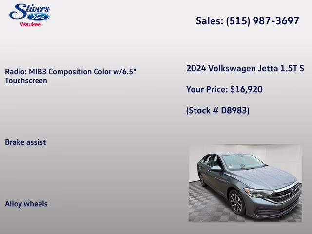 2024 Gray Volkswagen Jetta 1.5T S FWD Sedan