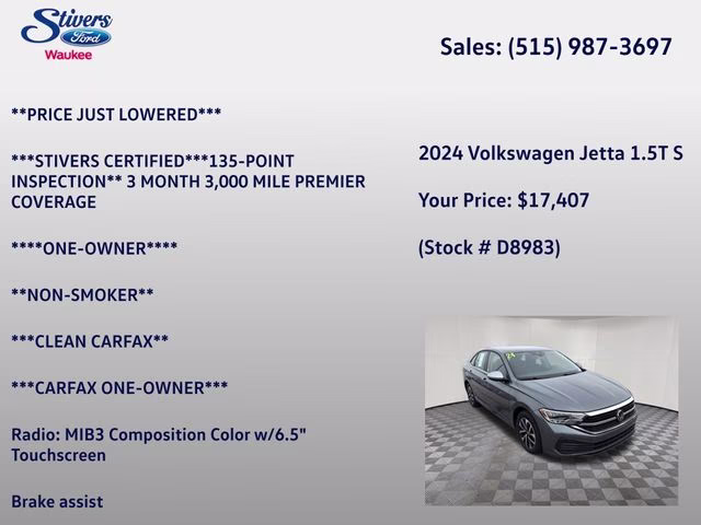 2024 Gray Volkswagen Jetta 1.5T S FWD Sedan