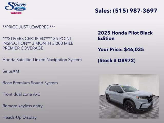 2025 Blue Honda Pilot Black Edition AWD SUV