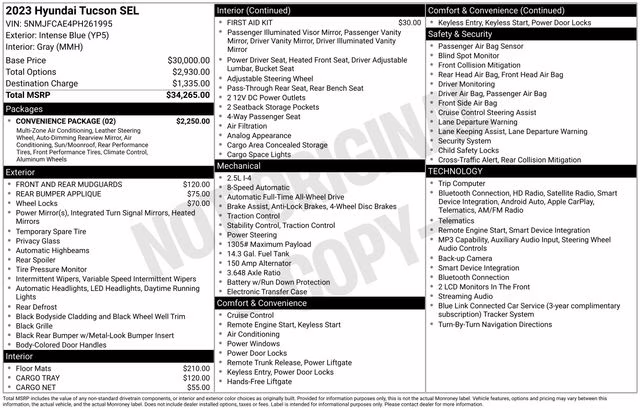 2023 Intense Blue Hyundai Tucson SEL AWD SUV