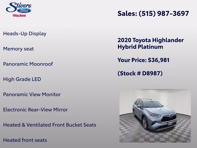 2020 Moon Dust Toyota Highlander Hybrid Platinum AWD SUV
