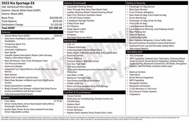 2023 Glacial White Pearl Kia Sportage EX AWD SUV