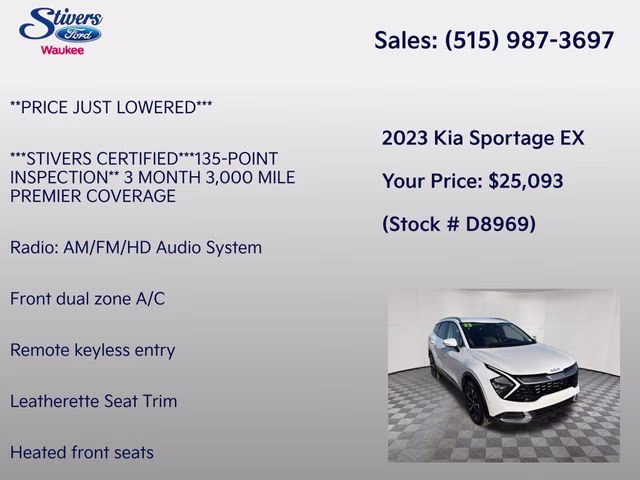 2023 Glacial White Pearl Kia Sportage EX AWD SUV