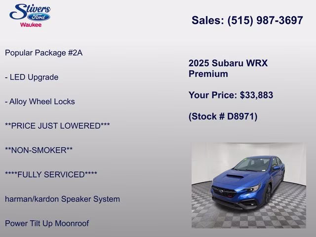 2025 WR Blue Pearl Subaru WRX Premium AWD Sedan