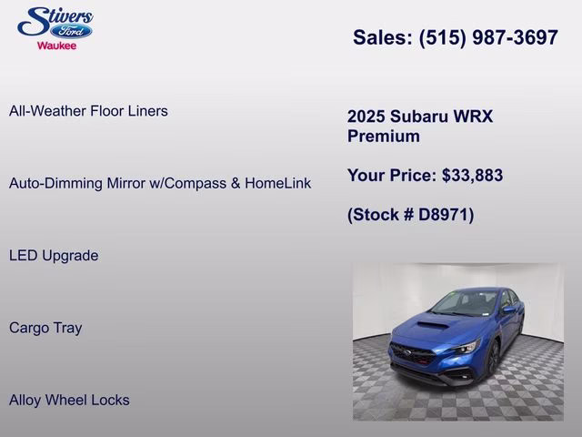 2025 WR Blue Pearl Subaru WRX Premium AWD Sedan