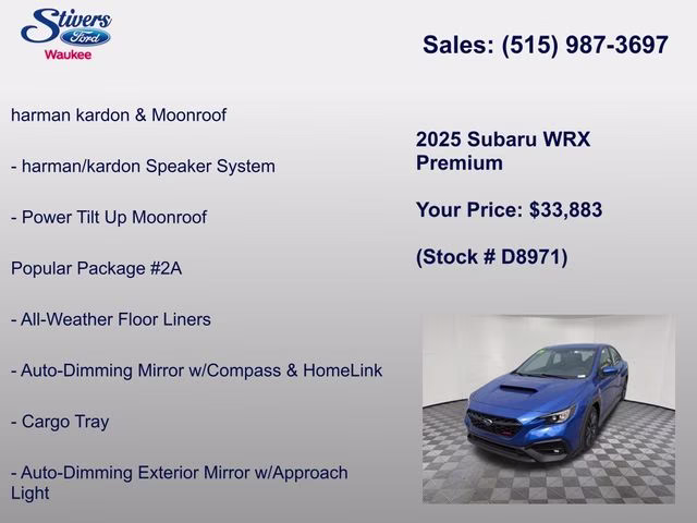 2025 WR Blue Pearl Subaru WRX Premium AWD Sedan