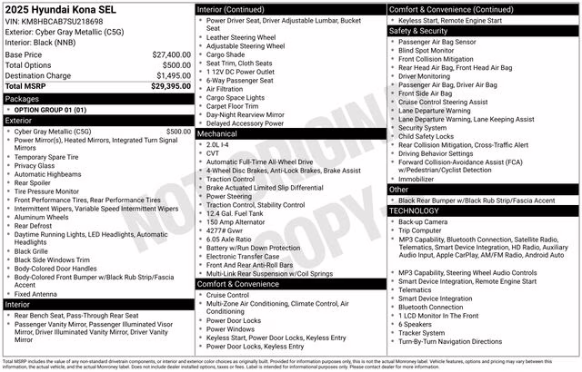 2025 Cyber Gray Metallic Hyundai Kona SEL AWD SUV