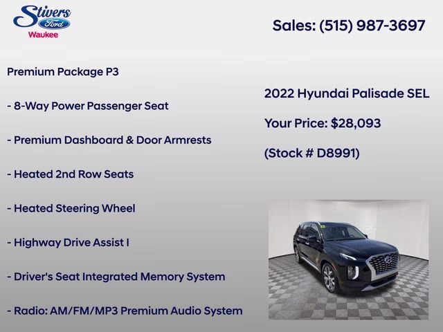2022 Abyss Black Pearl Hyundai Palisade SEL AWD SUV