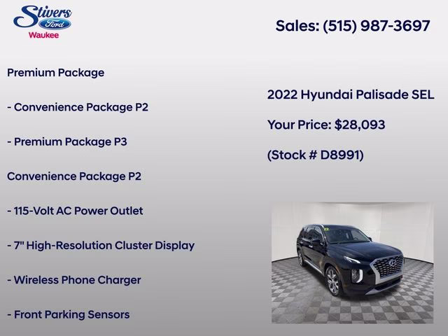 2022 Abyss Black Pearl Hyundai Palisade SEL AWD SUV