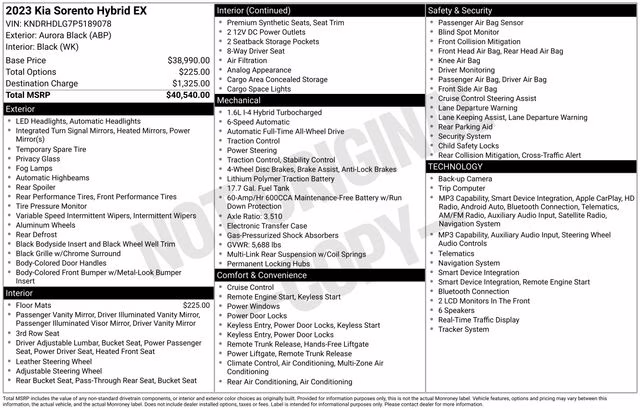 2023 Aurora Black Kia Sorento Hybrid EX AWD SUV
