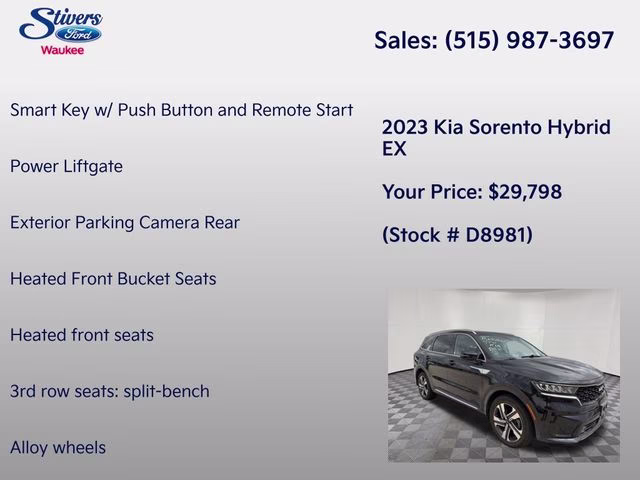 2023 Aurora Black Kia Sorento Hybrid EX AWD SUV