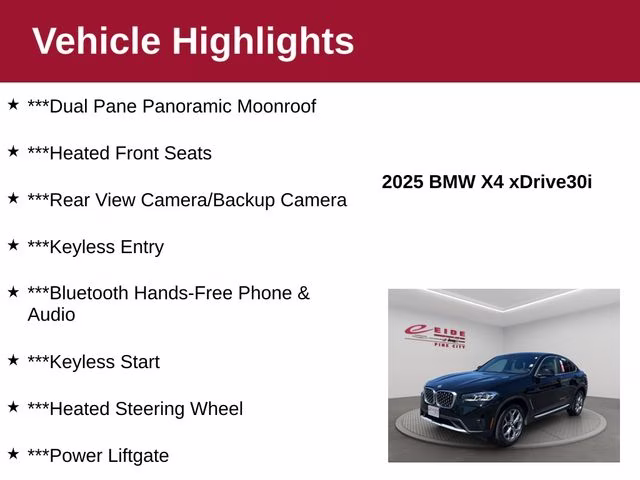 2025 Jet Black BMW X4 xDrive30i AWD SUV