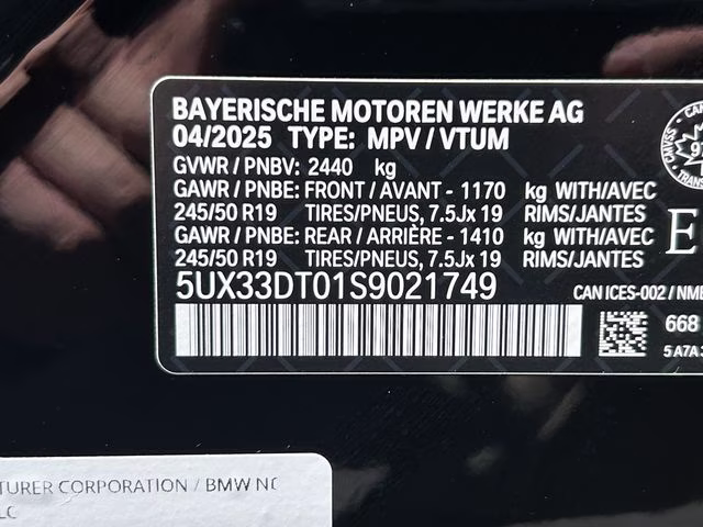 2025 Jet Black BMW X4 xDrive30i AWD SUV
