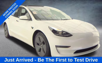 2023 White Tesla Model 3 Base RWD Sedan