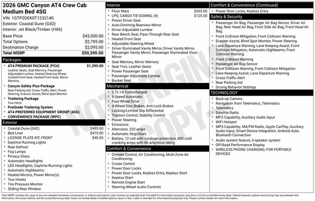 2026 Coastal Dune GMC Canyon AT4 4X4 Truck