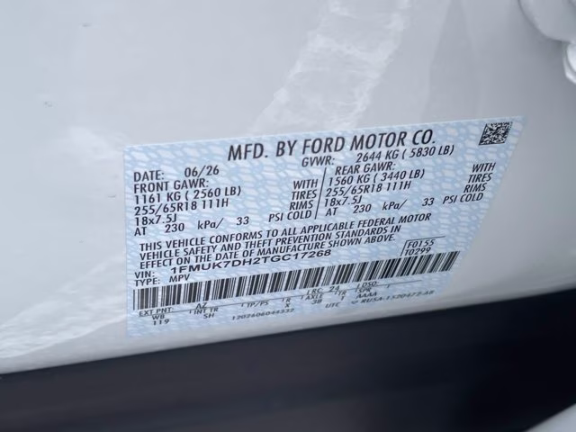 2026 Star White Metallic Tri-Coat Ford Explorer Active RWD SUV