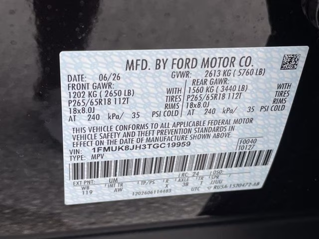2026 Agate Black Metallic Ford Explorer Tremor 4X4 SUV