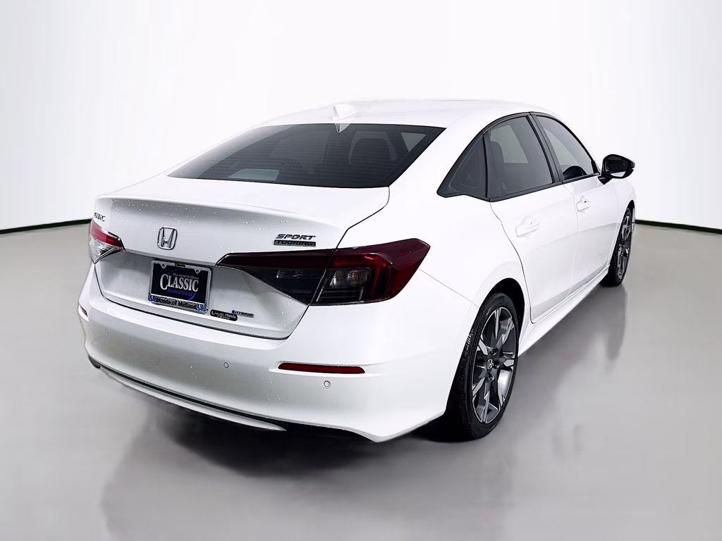2025 Platinum White Pearl Honda Civic Hybrid Sport Touring FWD Sedan