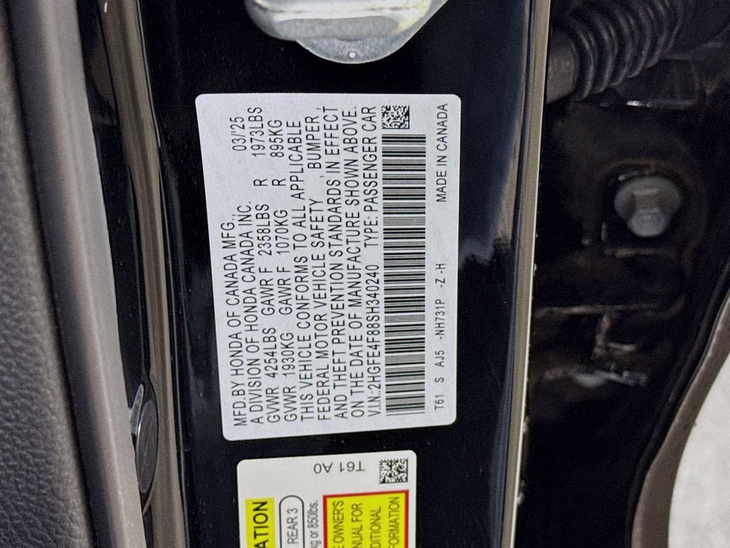 2025 Crystal Black Pearl Honda Civic Hybrid Sport Touring FWD Sedan