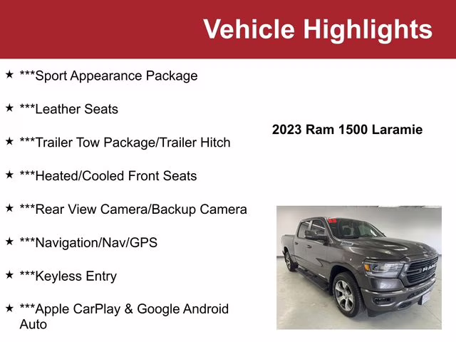 2023 Granite Crystal Metallic Clearcoat Ram 1500 Laramie 4X4 Truck