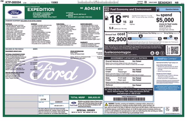 2025 Black Metallic Ford Expedition Platinum 4X4 SUV