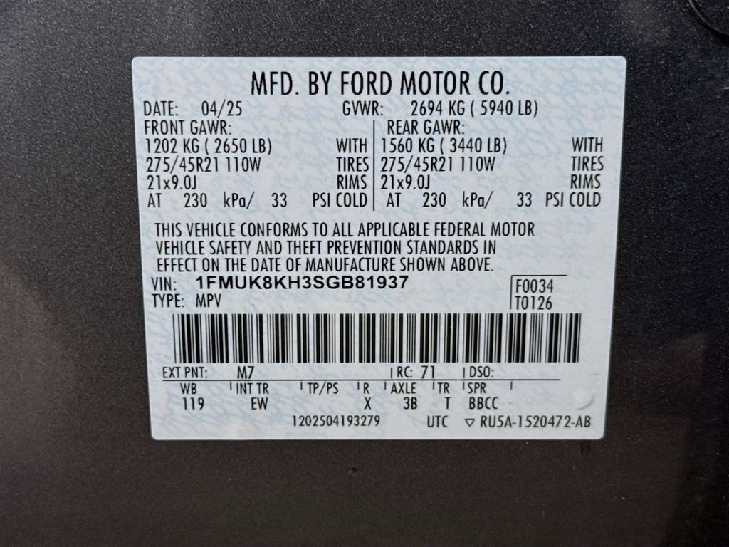 2025 Gray Metallic Ford Explorer ST-Line 4X4 SUV