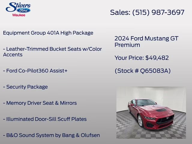 2024 Rapid Red Metallic Tinted Clearcoat Ford Mustang GT Premium RWD Coupe