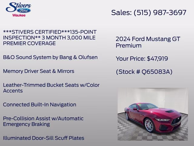 2024 Red Metallic Ford Mustang GT Premium RWD Coupe
