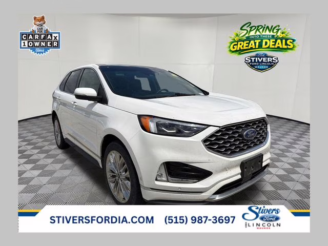 2020 White Ford Edge Titanium AWD SUV